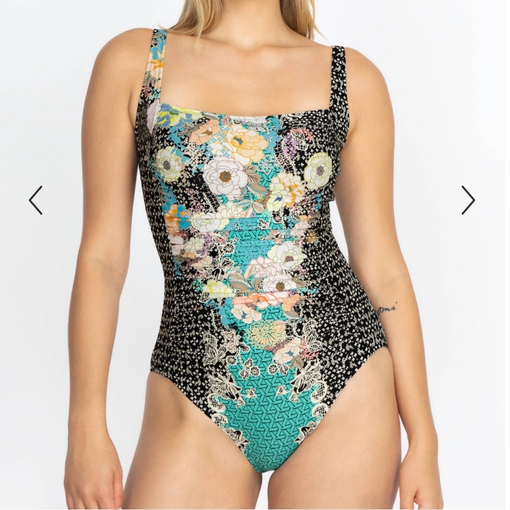 Johnny Was Mila Floral Ruched One-Piece Swimsuit